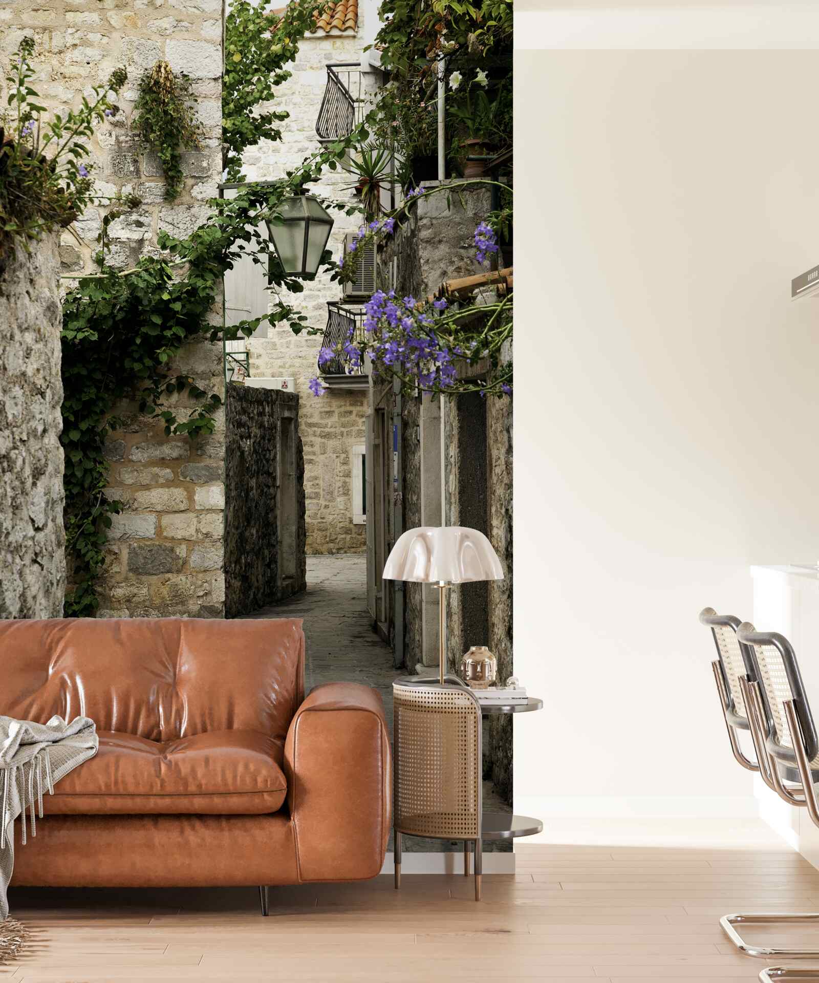 Fotobehang oude stadsweg van steen