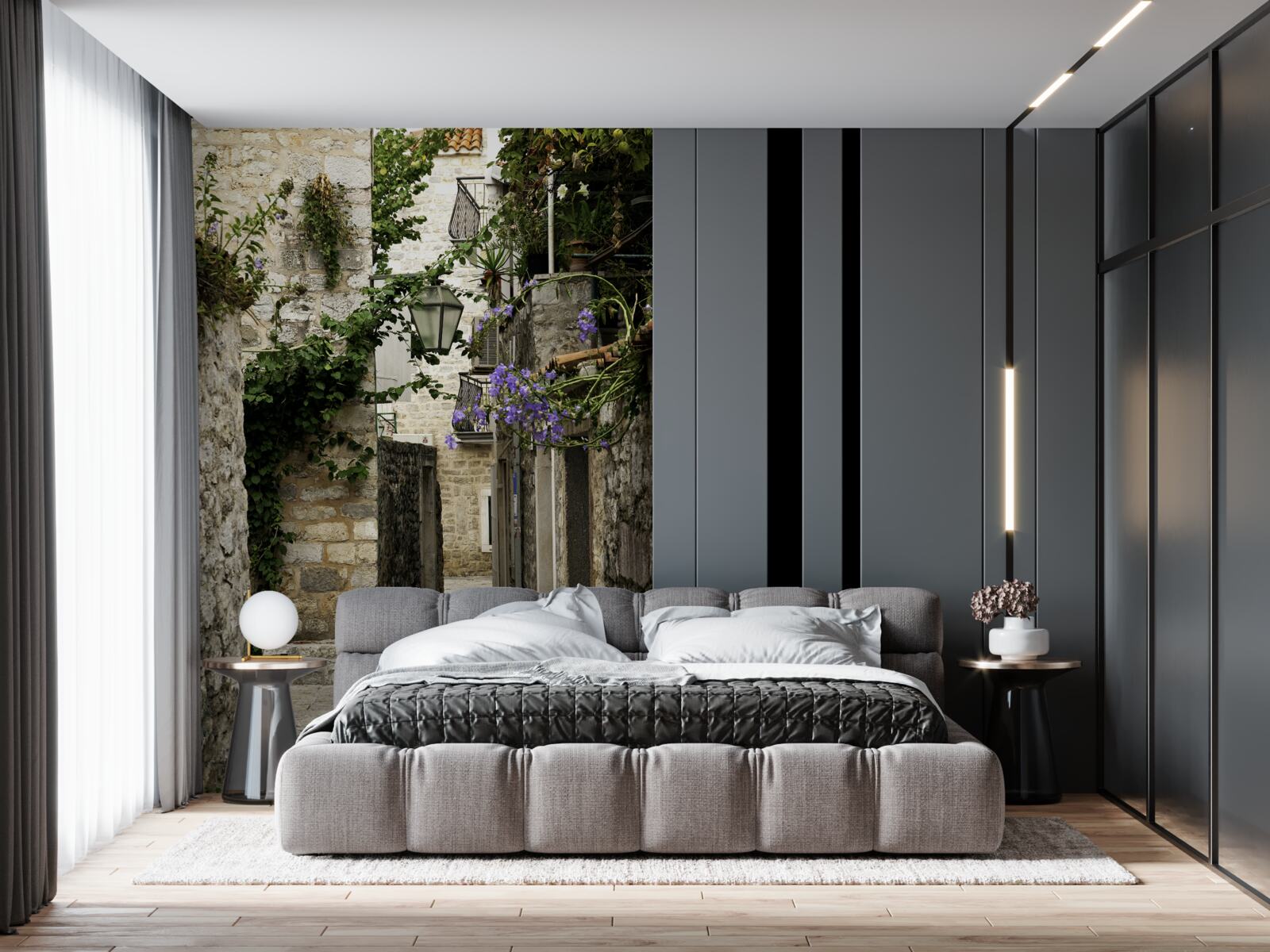 Fotobehang oude stadsweg van steen