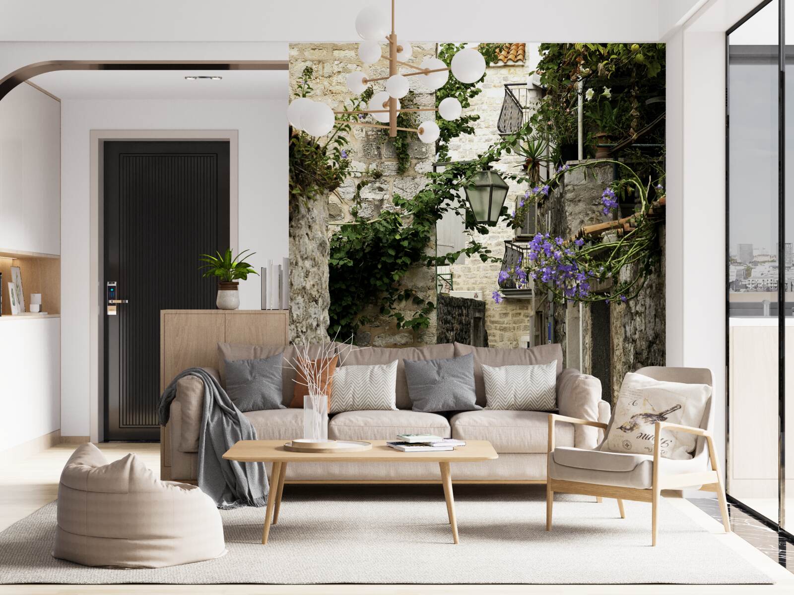 Fotobehang oude stadsweg van steen