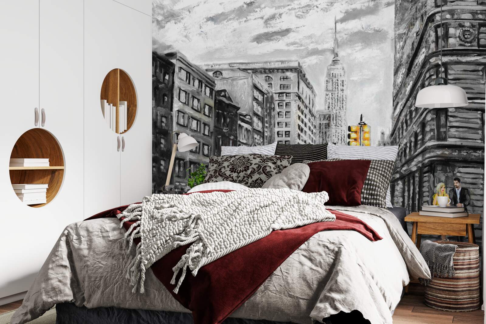 Fotobehang Gele taxi's in grijze straten