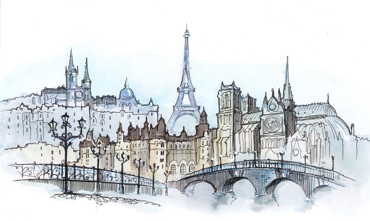 Fotobehang promenade in het oude parijs