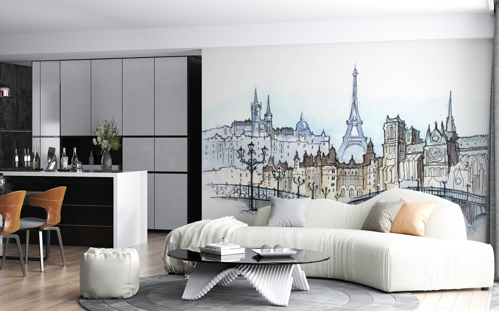 Fotobehang promenade in het oude parijs