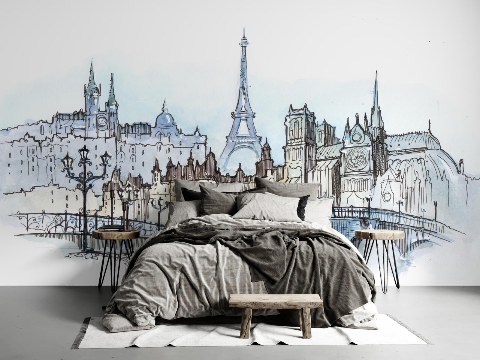 Fotobehang promenade in het oude parijs