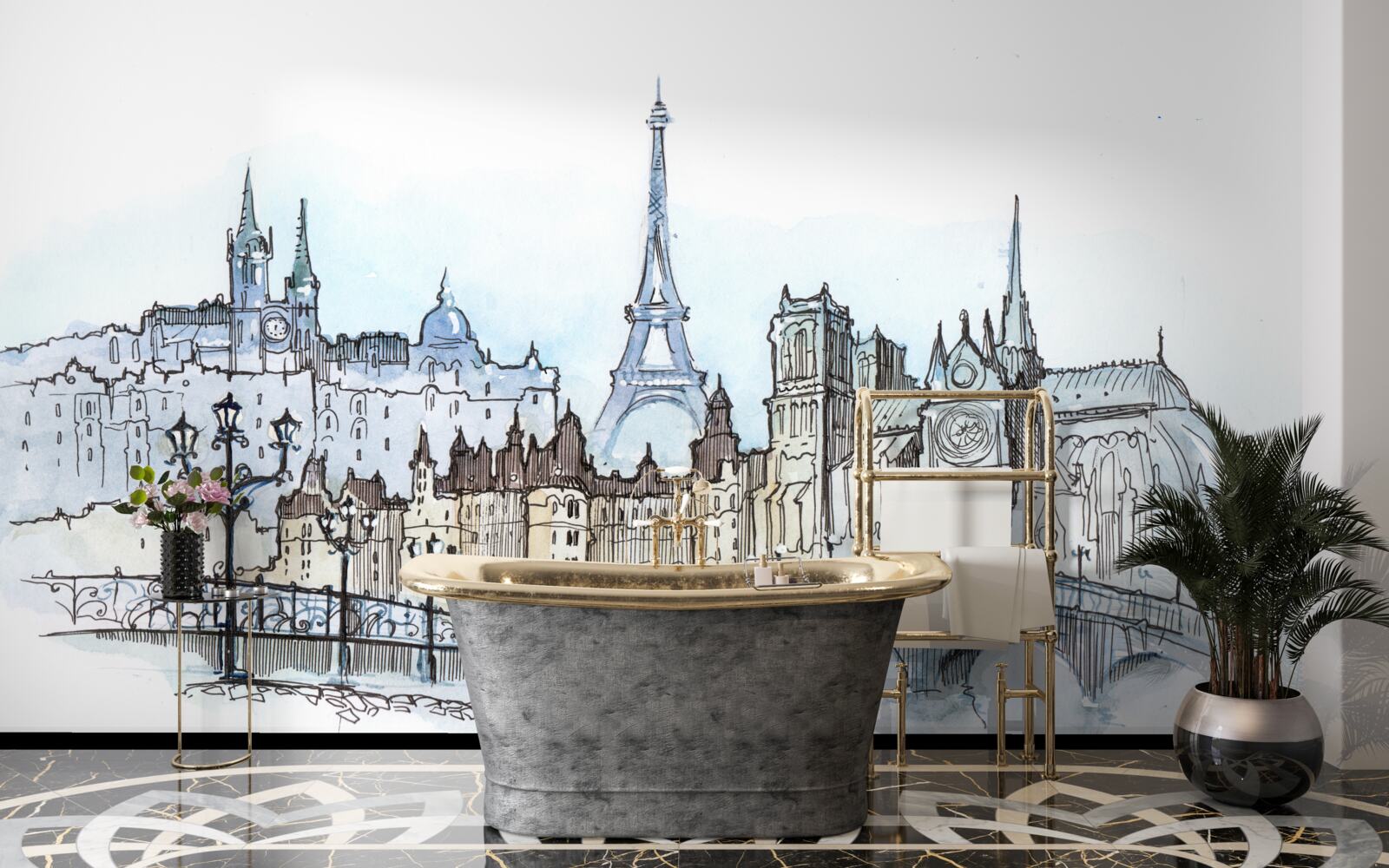 Fotobehang promenade in het oude parijs