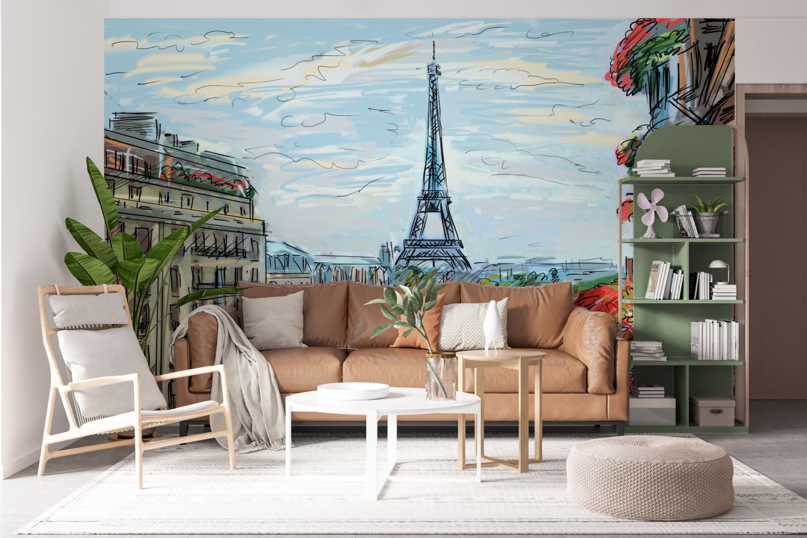 Fotobehang adembenemend uitzicht op de eiffeltoren vanaf het balkon