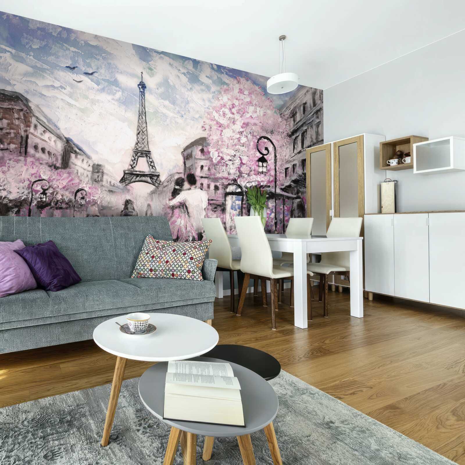 Fotobehang een verliefd stel in de straten van parijs