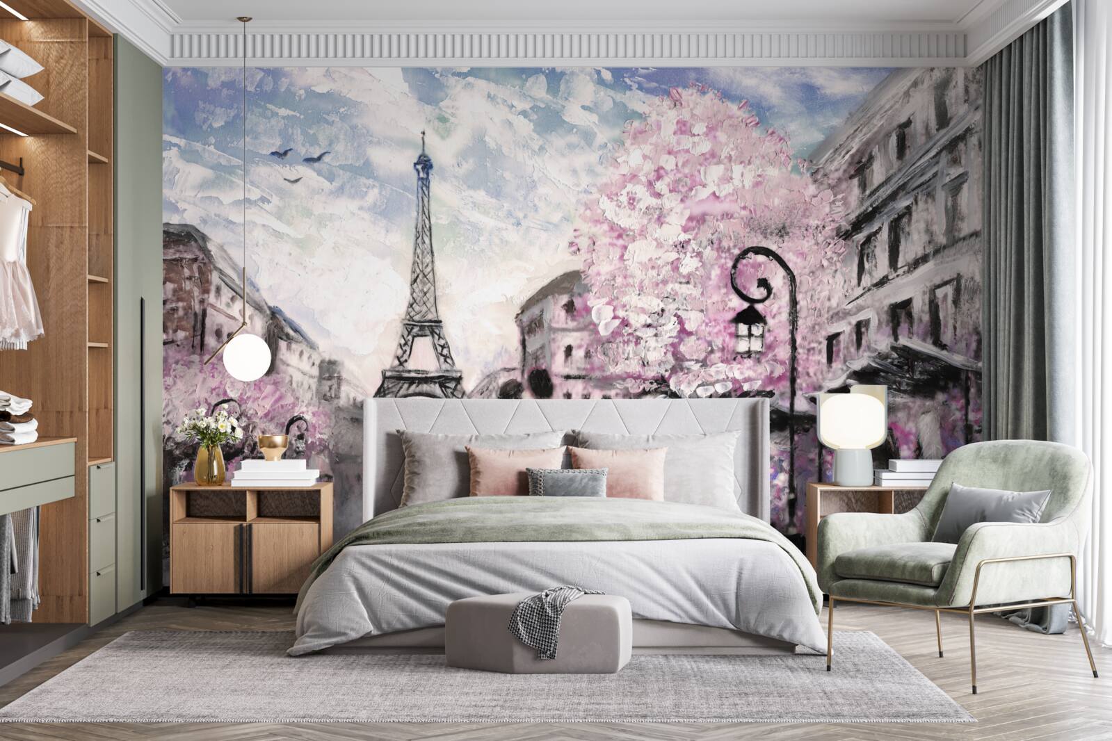 Fotobehang een verliefd stel in de straten van parijs