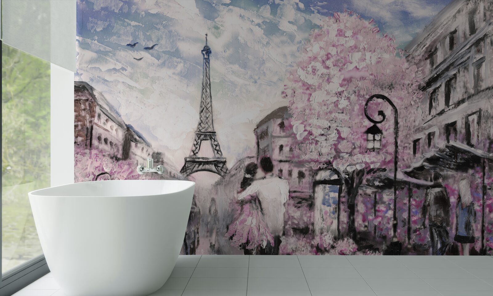 Fotobehang een verliefd stel in de straten van parijs