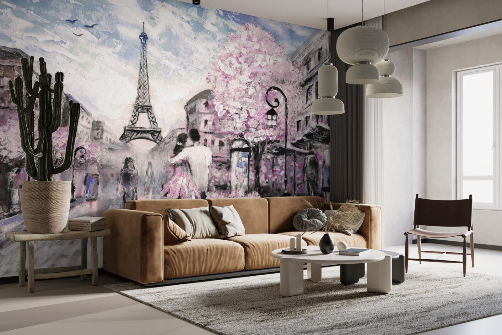 Fotobehang een verliefd stel in de straten van parijs