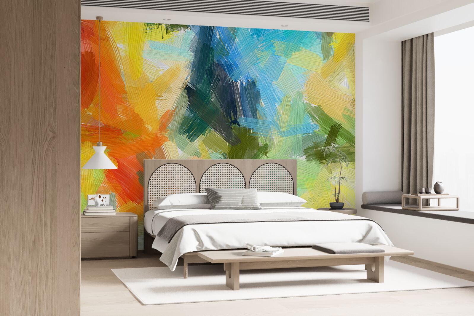 Fotobehang abstract olieverfschilderij met herfst