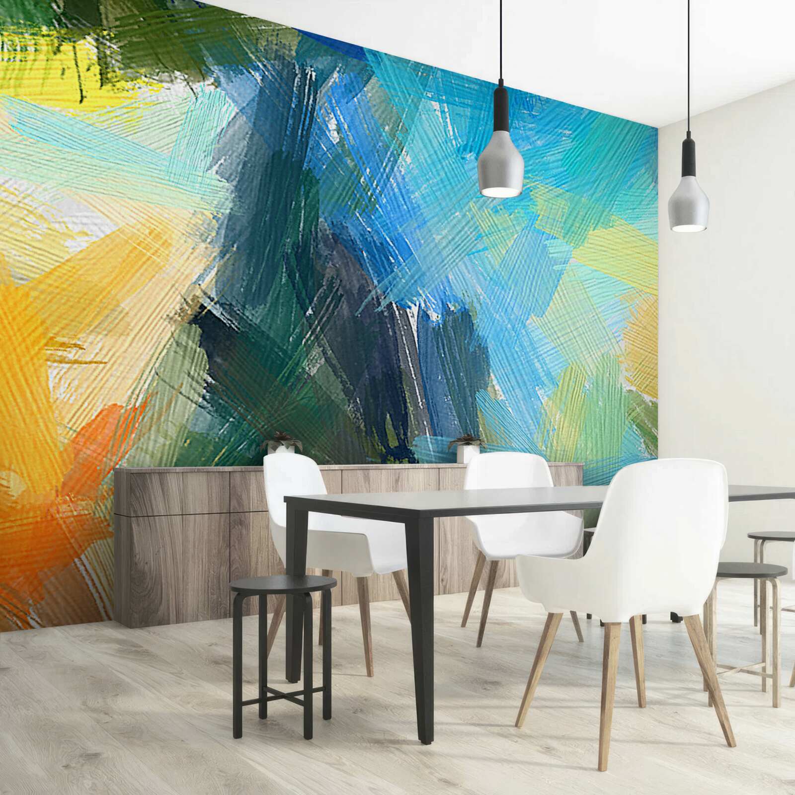 Fotobehang herfstabstractie gemaakt met olieverf