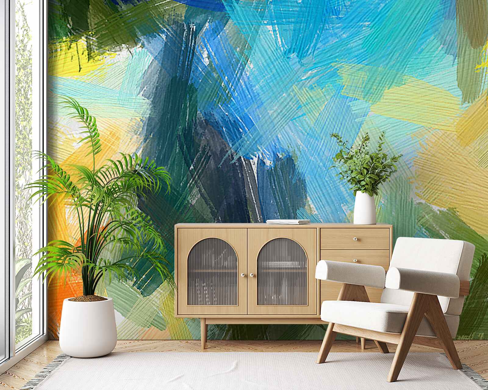 Fotobehang herfstabstractie gemaakt met olieverf