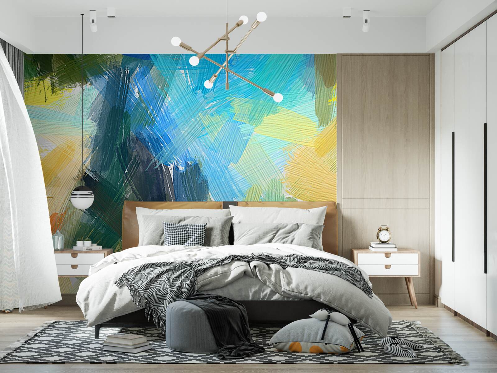 Fotobehang herfstabstractie gemaakt met olieverf