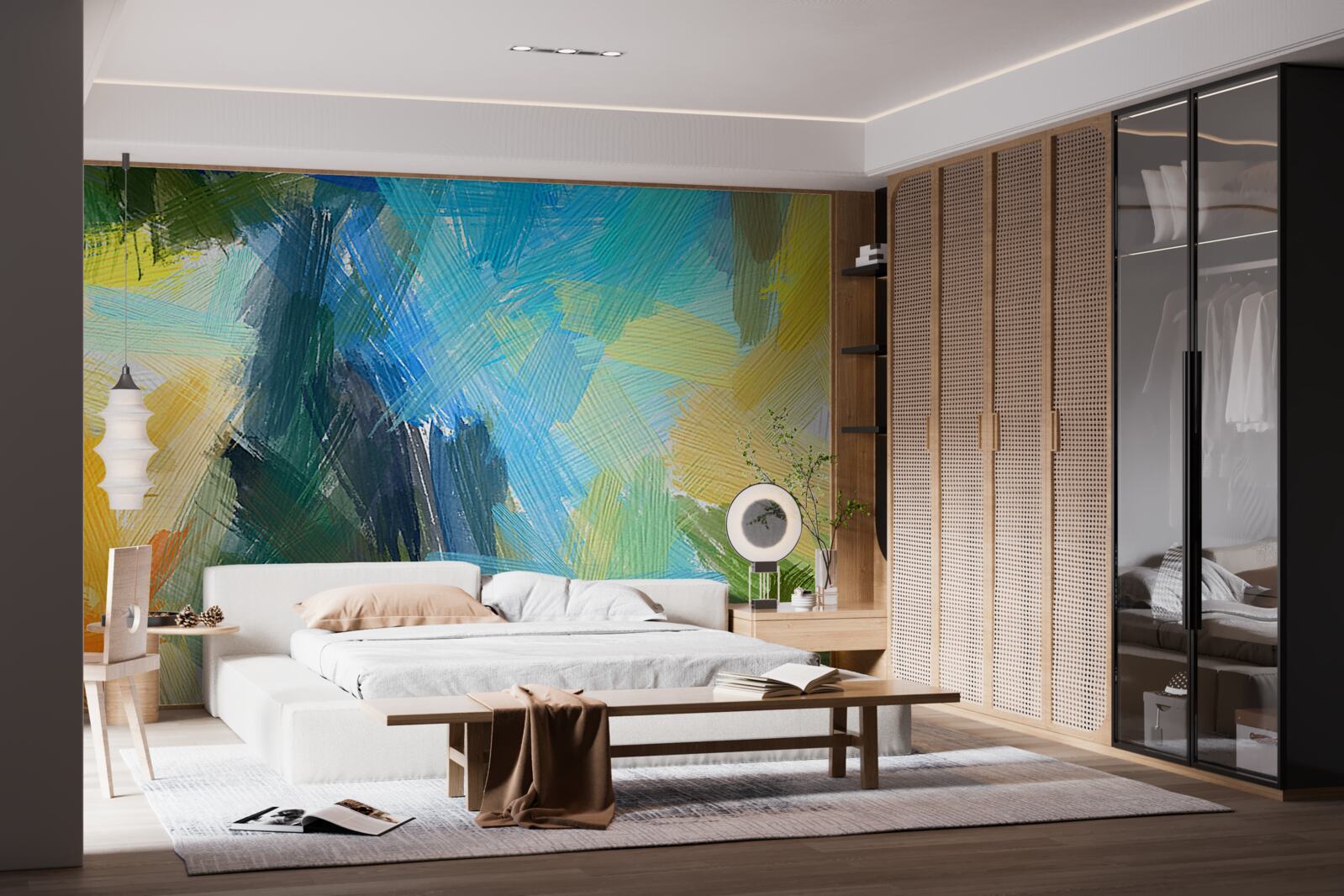 Fotobehang herfstabstractie gemaakt met olieverf