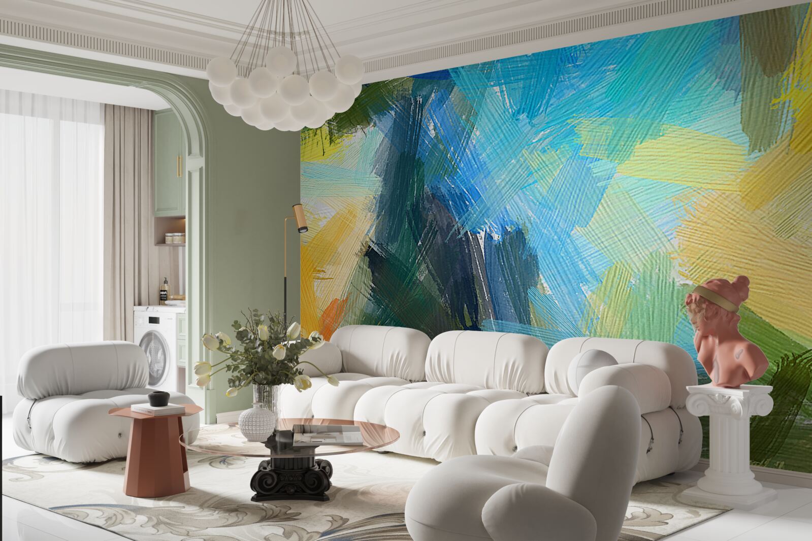 Fotobehang herfstabstractie gemaakt met olieverf