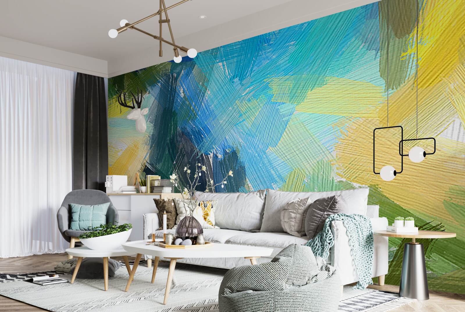 Fotobehang herfstabstractie gemaakt met olieverf