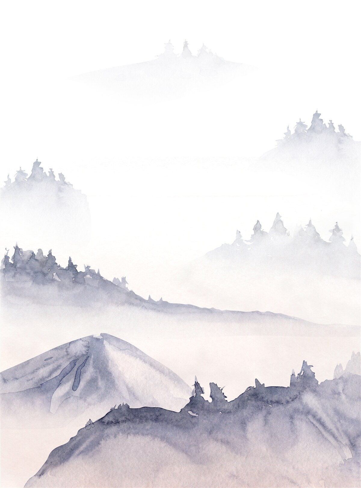 Fotobehang de bergen zijn ondergedompeld in mist