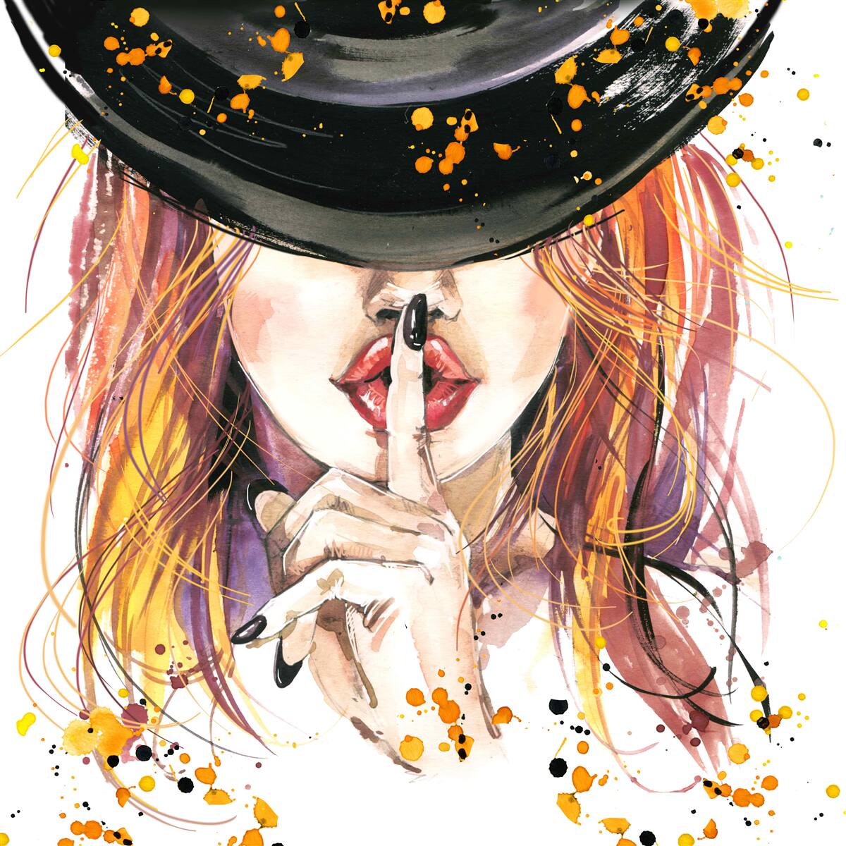 Fotobehang vrouw met donkere hoed