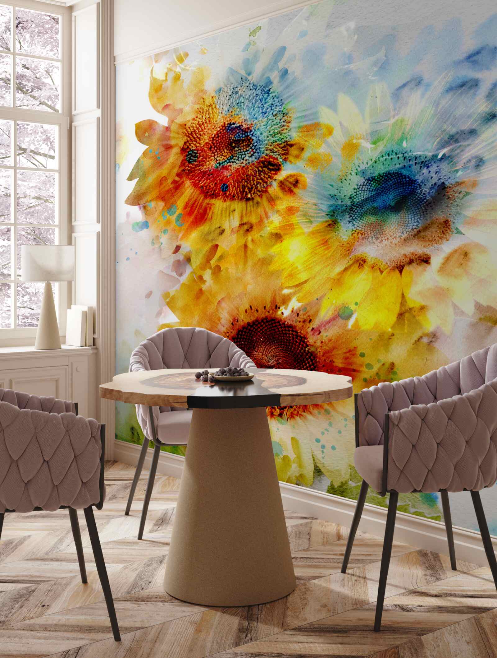 Fotobehang boeket zomerzonnebloemen