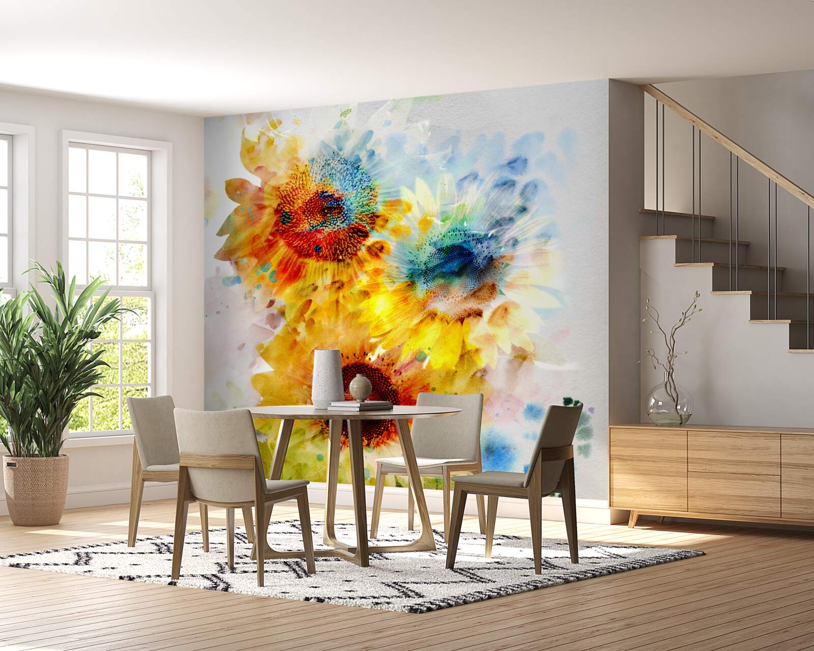 Fotobehang boeket zomerzonnebloemen