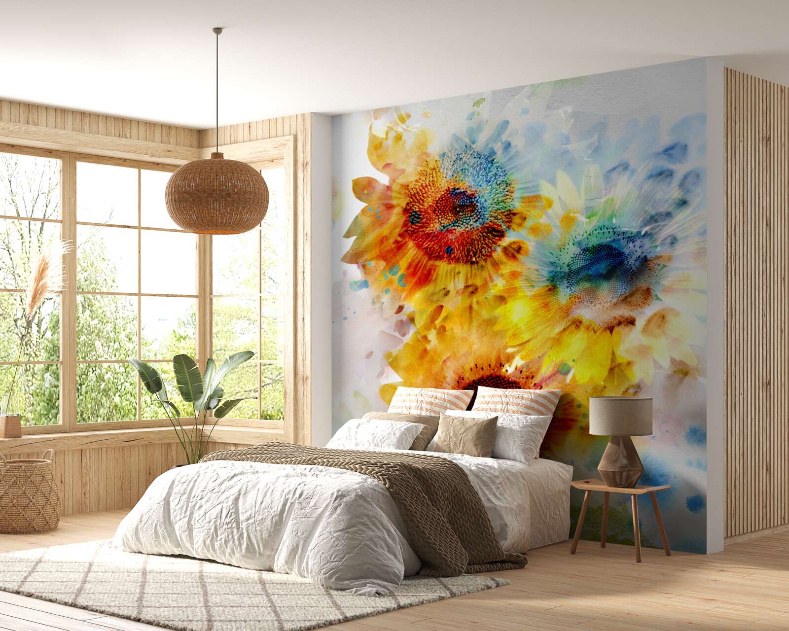 Fotobehang boeket zomerzonnebloemen