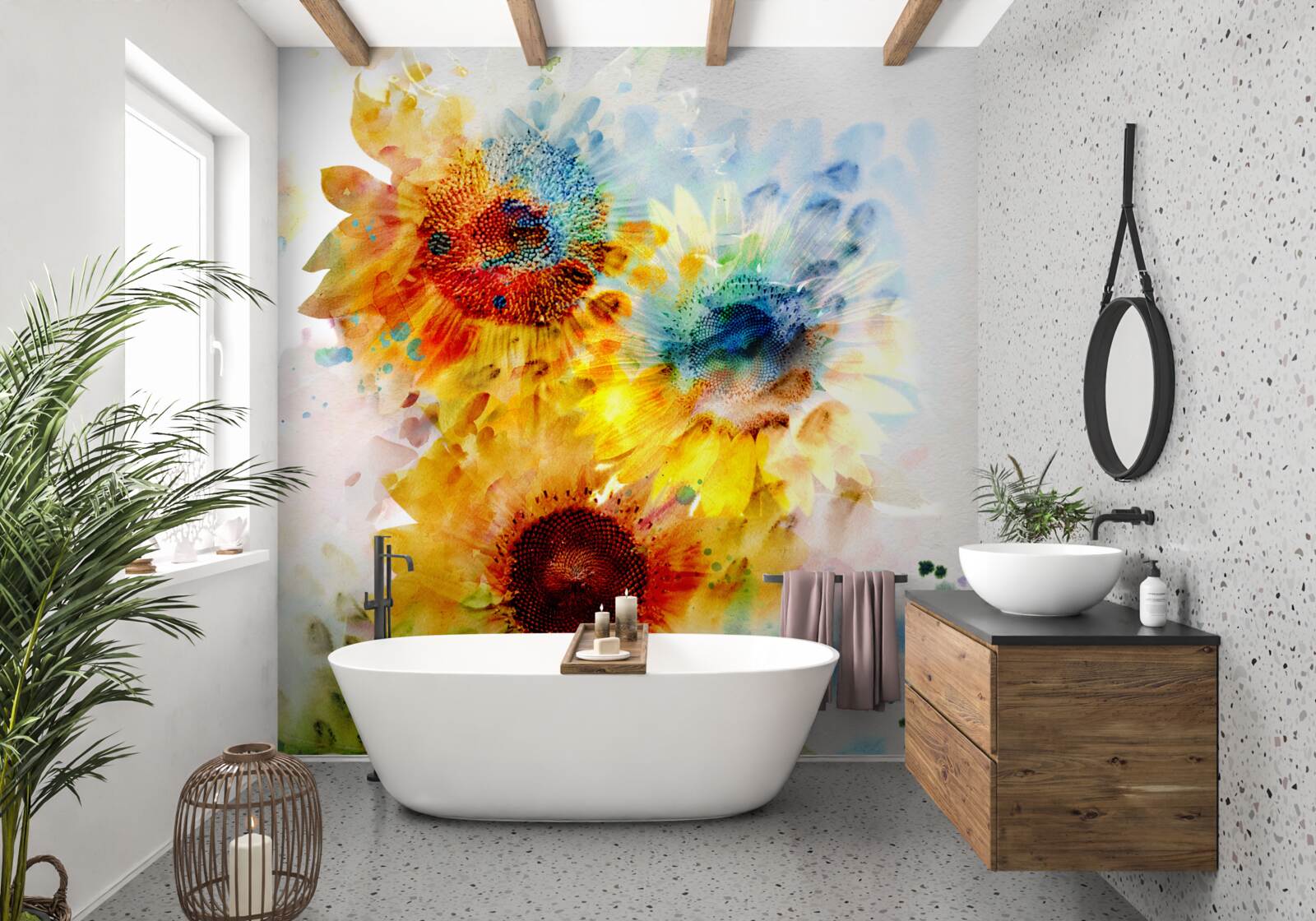 Fotobehang boeket zomerzonnebloemen