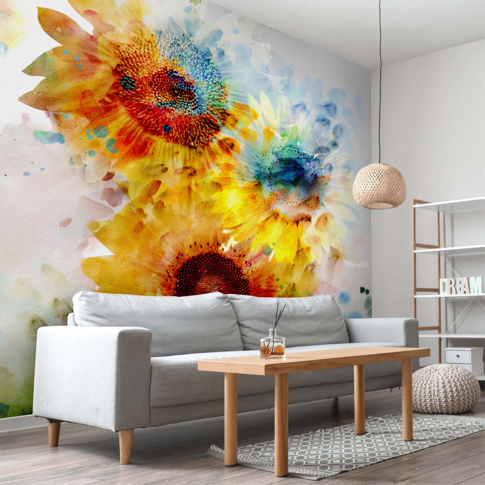 Fotobehang boeket zomerzonnebloemen