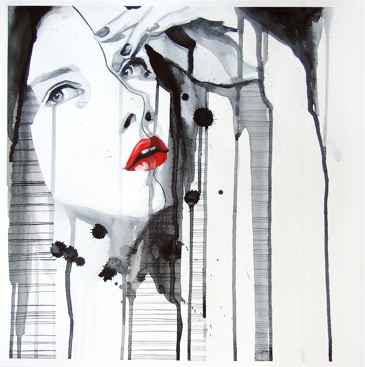 Fotobehang beeld van een vrouw met scharlaken lippen