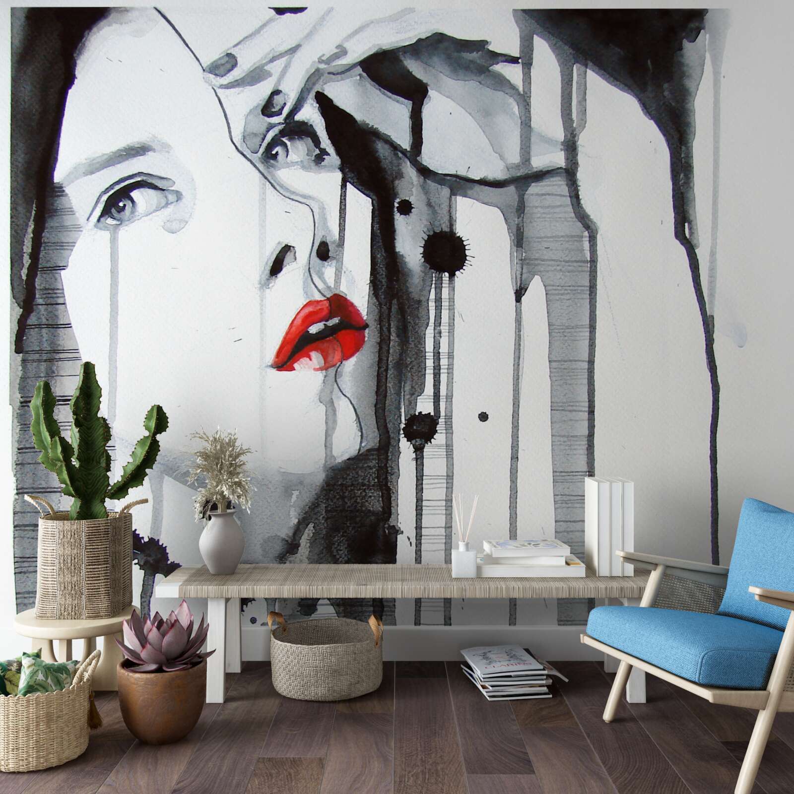 Fotobehang beeld van een vrouw met scharlaken lippen