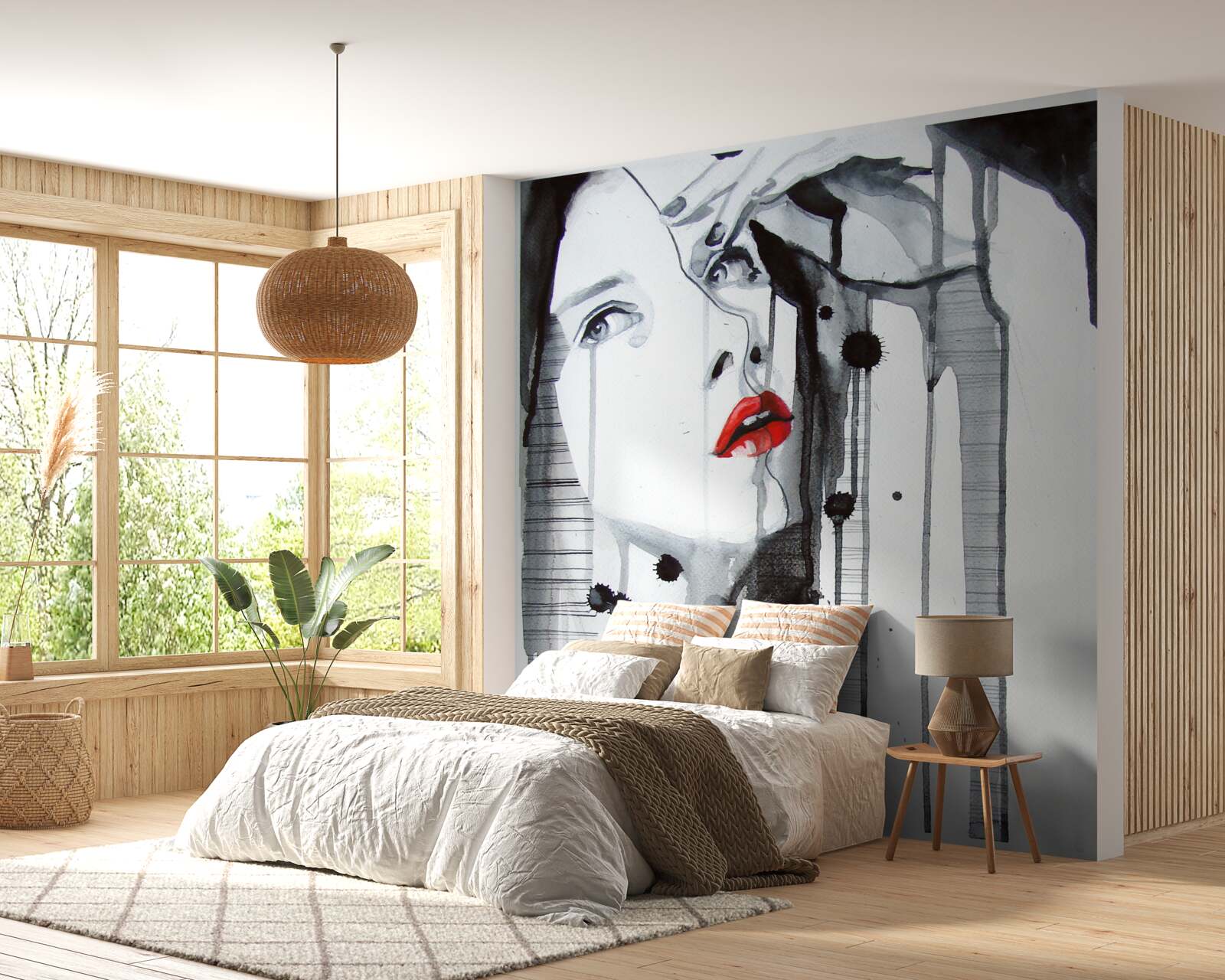 Fotobehang beeld van een vrouw met scharlaken lippen