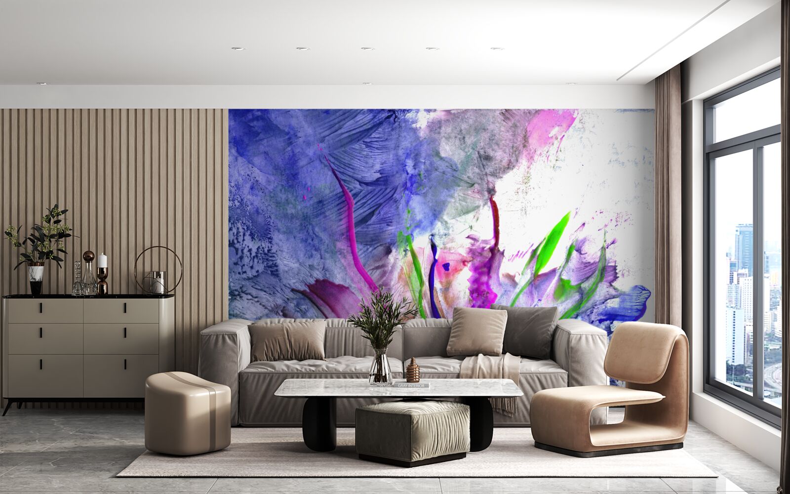 Fotobehang abstractie in heldere kleurschakeringen