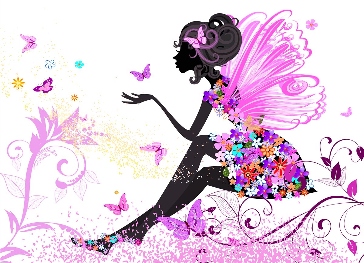 Fotobehang lentebloemen fee