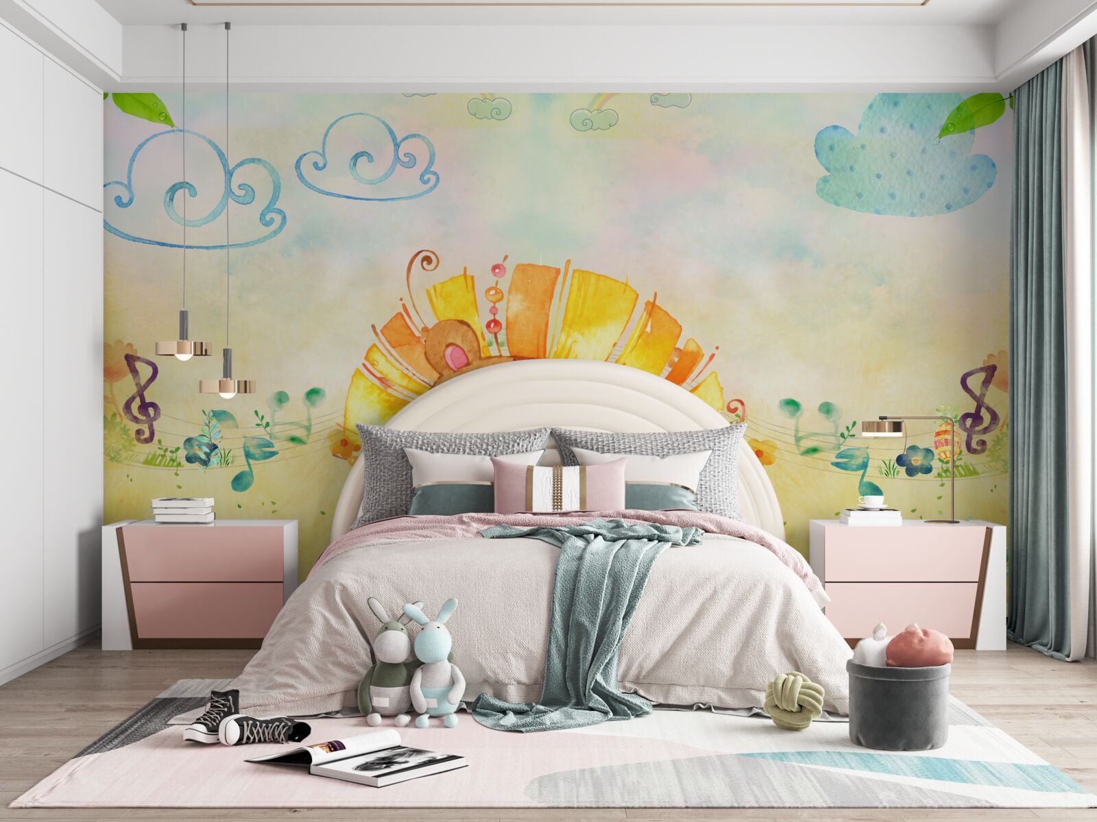 Fotobehang een jonge leeuwin lacht gelukkig in een weide