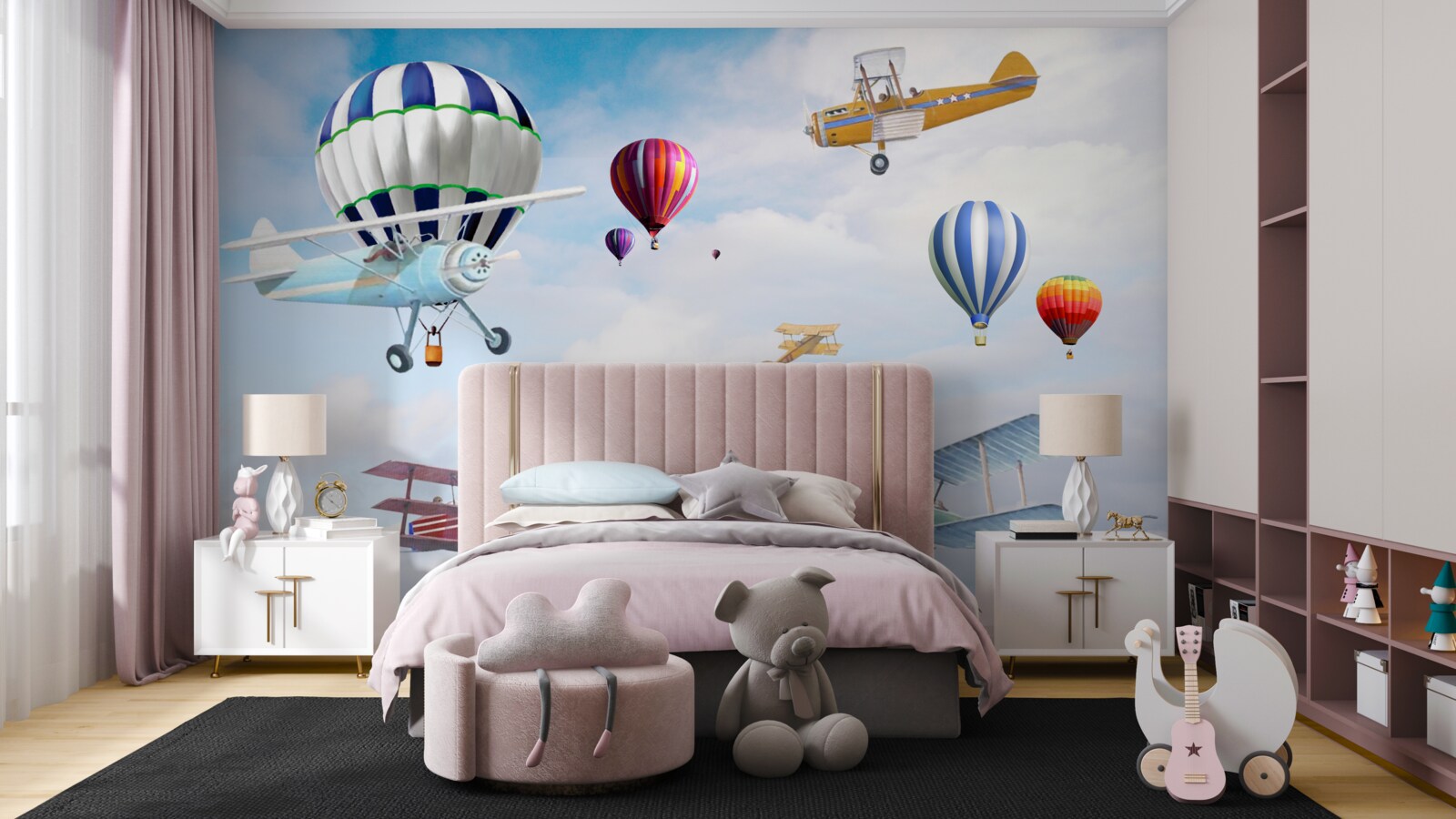 Fotobehang manoeuvres van vliegtuigen en cilinders vanuit de lucht