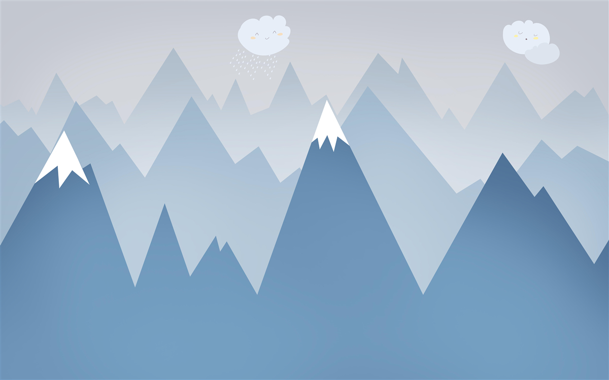 Fotobehang silhouetten van bergen in blauw