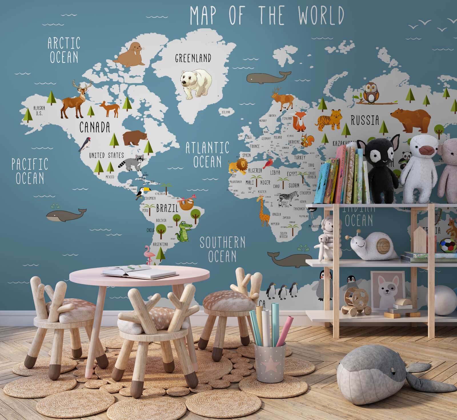 Fotobehang kaart gemaakt in geanimeerde esthetiek