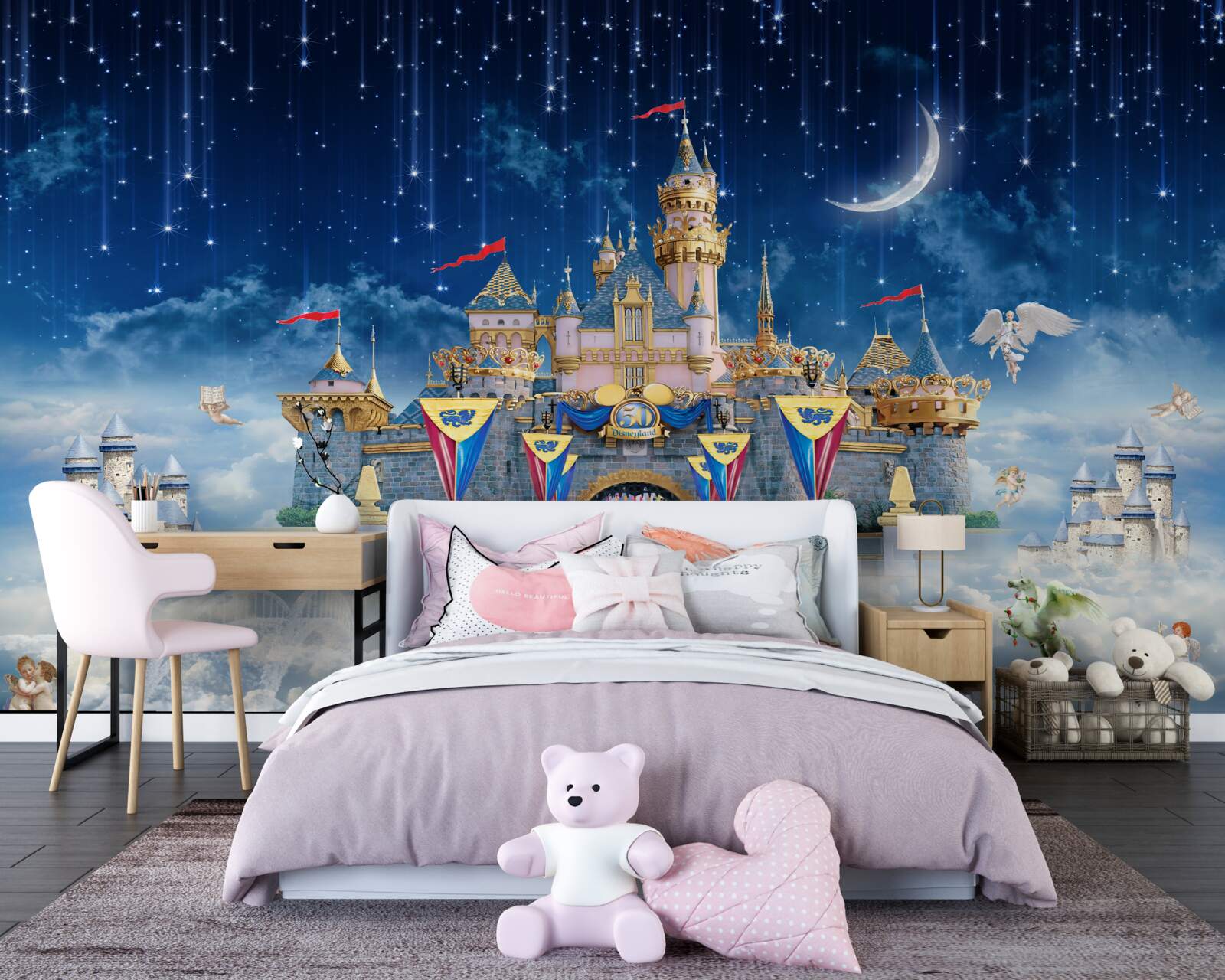 Fotobehang meteorenregen boven een groot fort