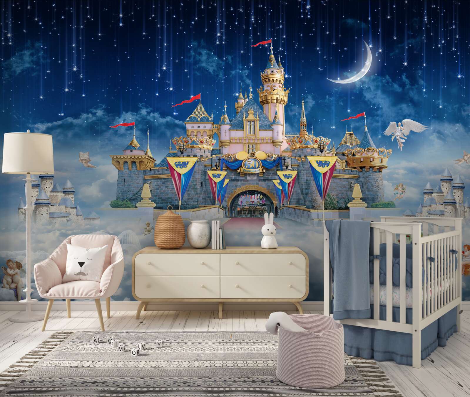 Fotobehang meteorenregen boven een groot fort