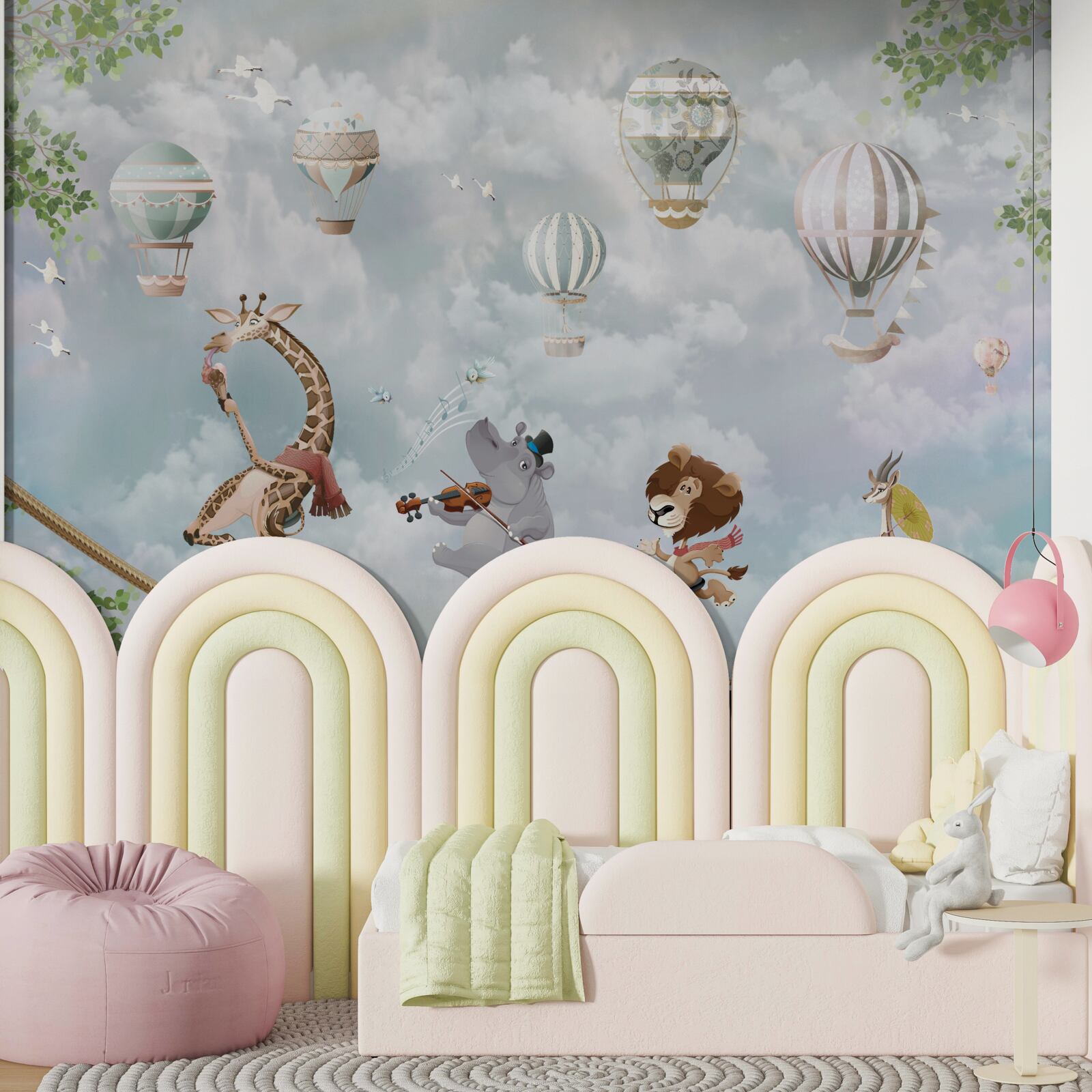 Fotobehang dieren balancerend op een touw op een tweewielige fiets