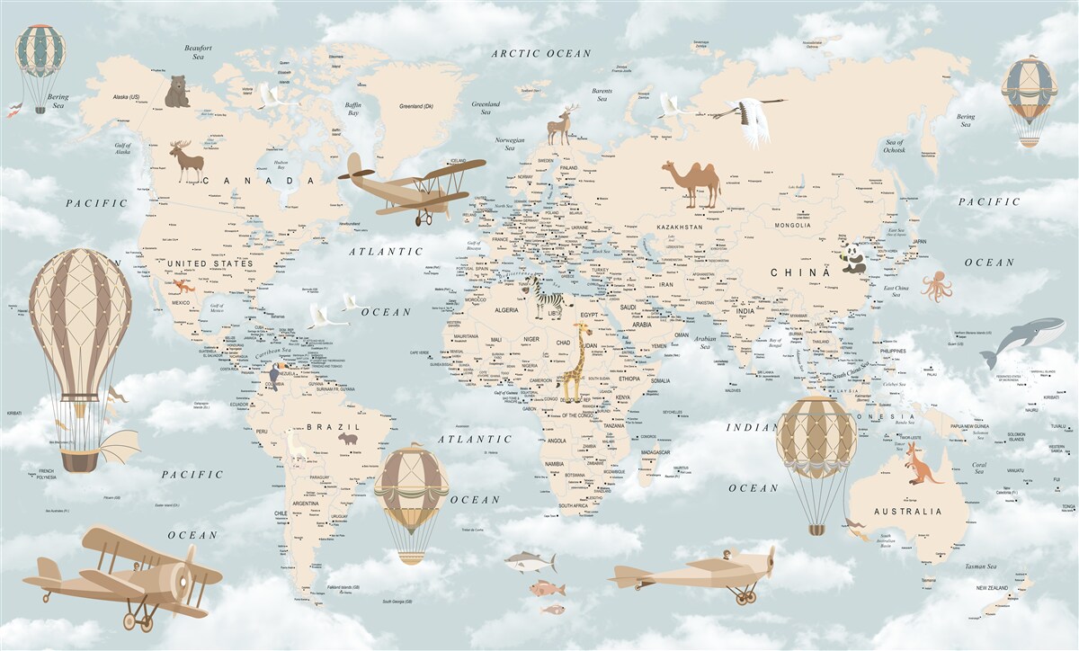 Fotobehang fascinerende wereldkaart