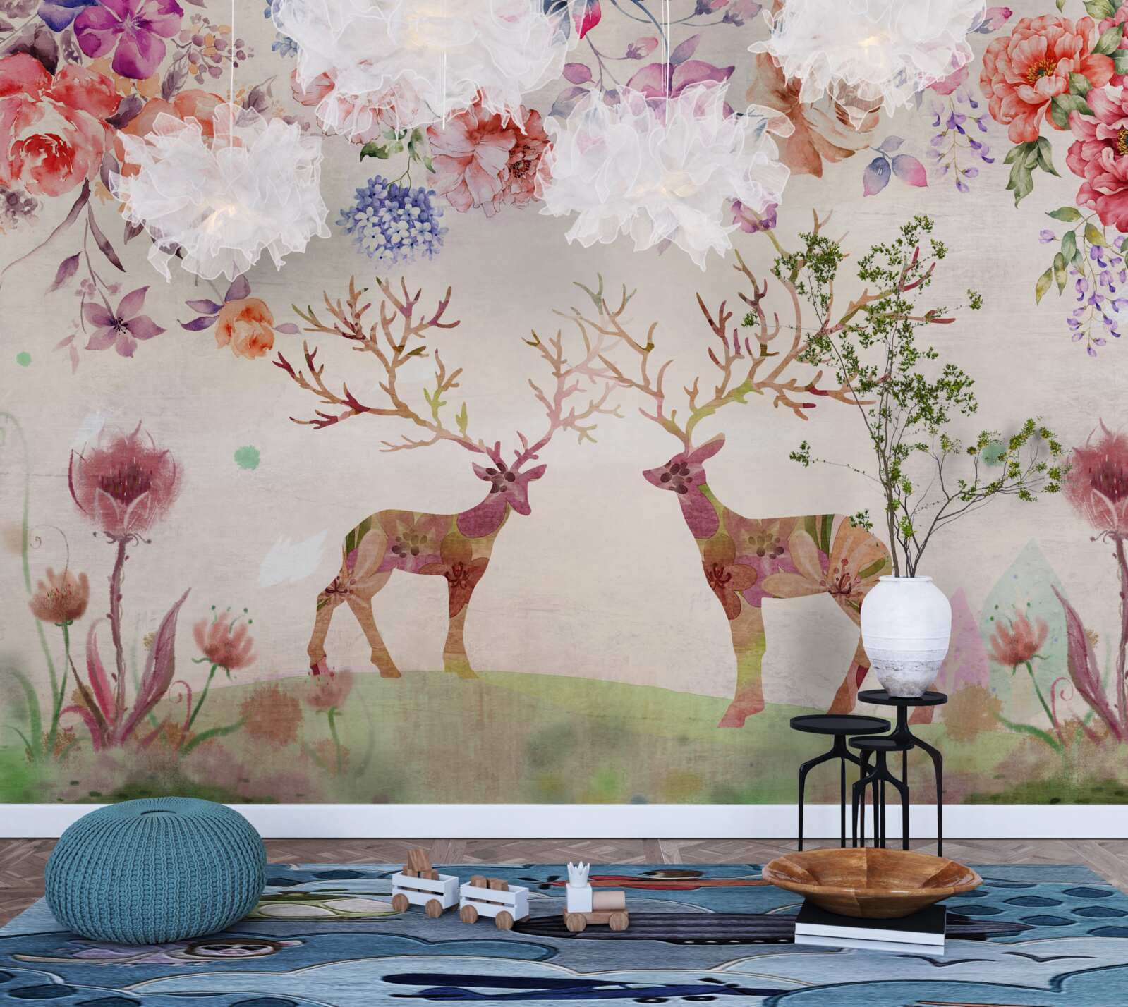 Fotobehang gekleurde herten