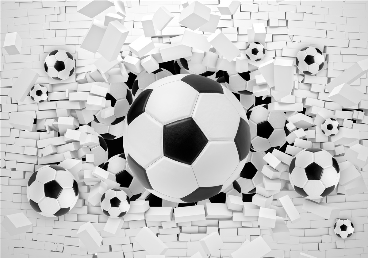 Fotobehang groot aantal voetballen