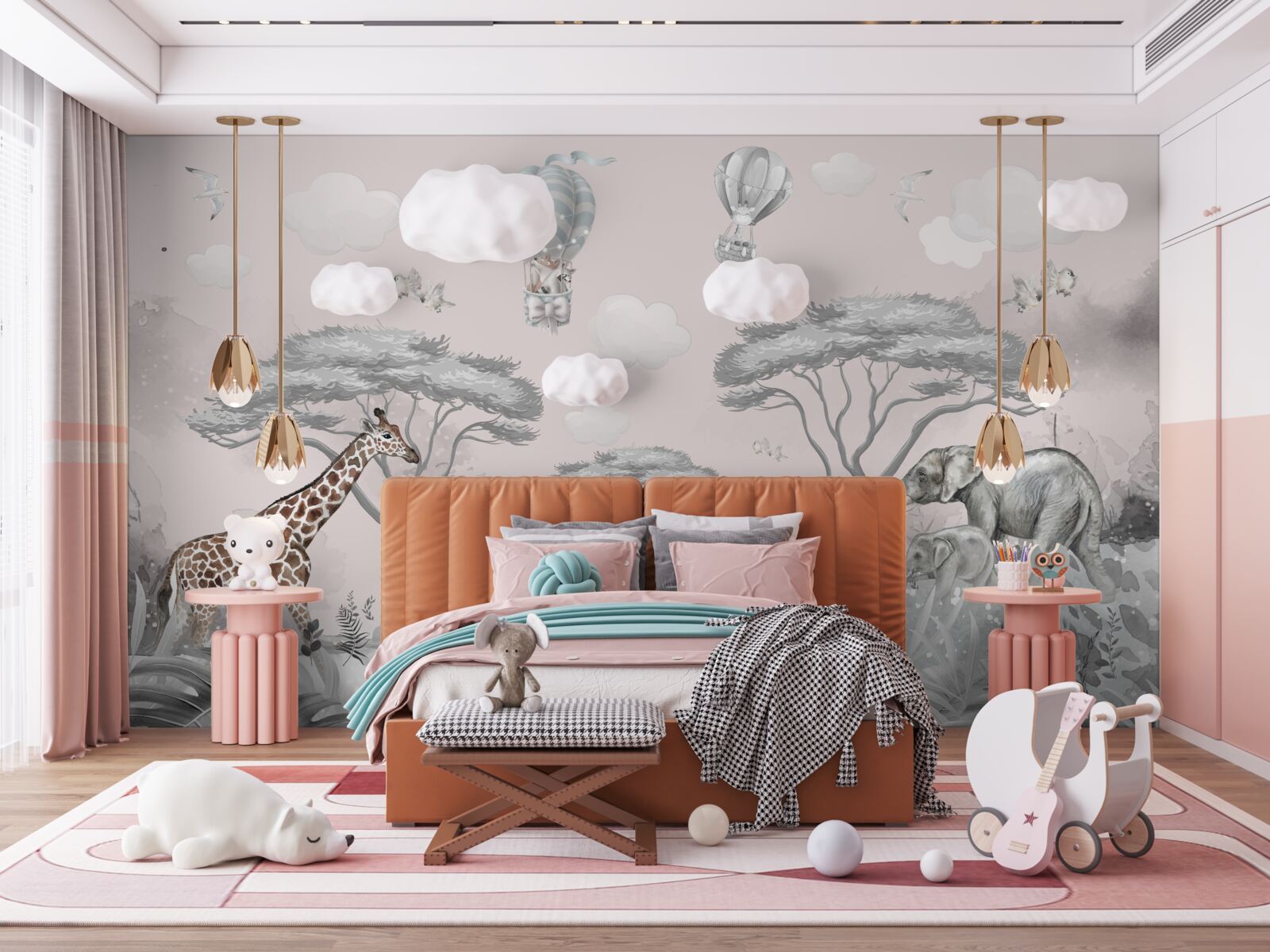 Fotobehang dieren van afrika in het zilveren woud