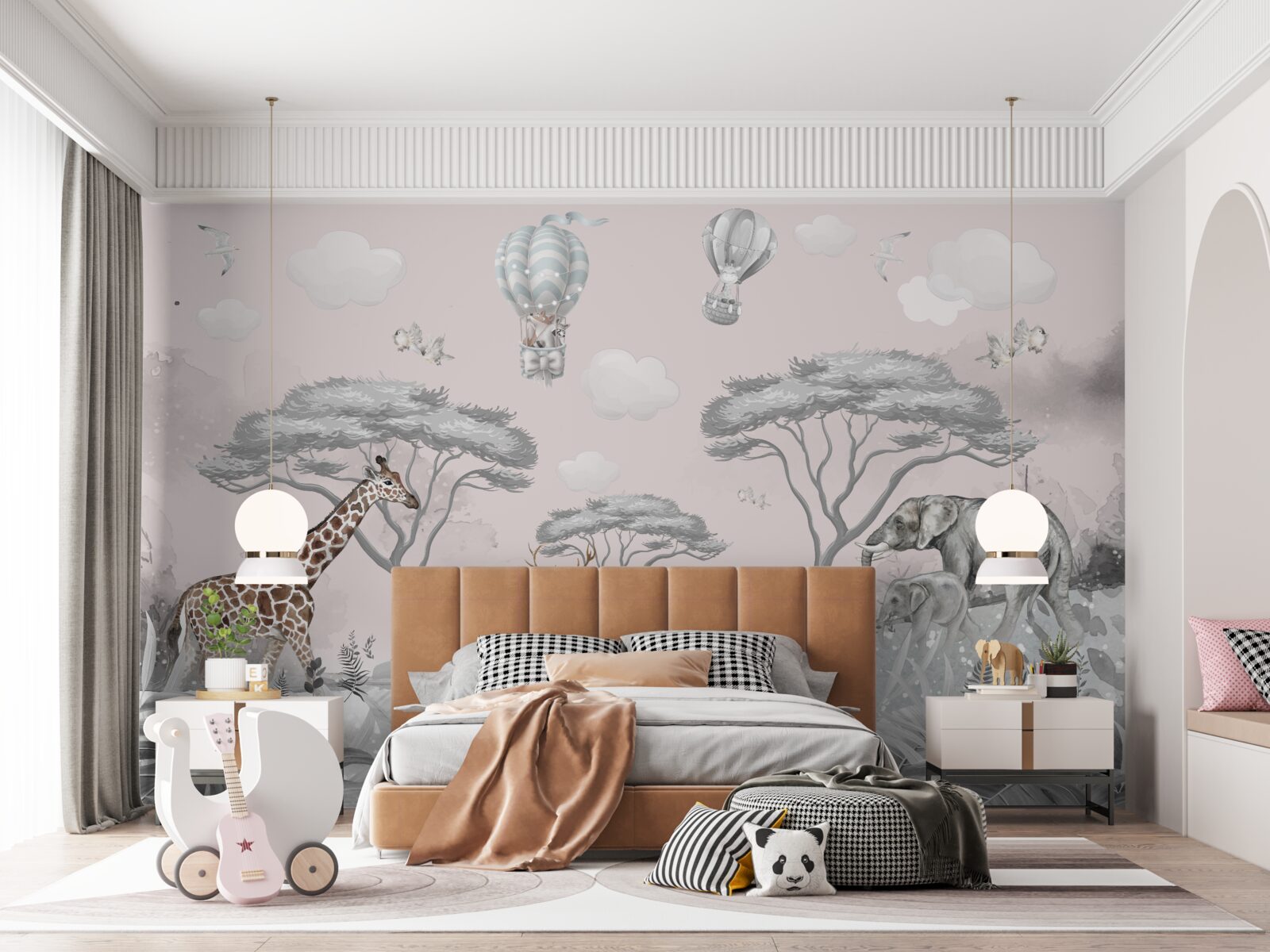 Fotobehang dieren van afrika in het zilveren woud