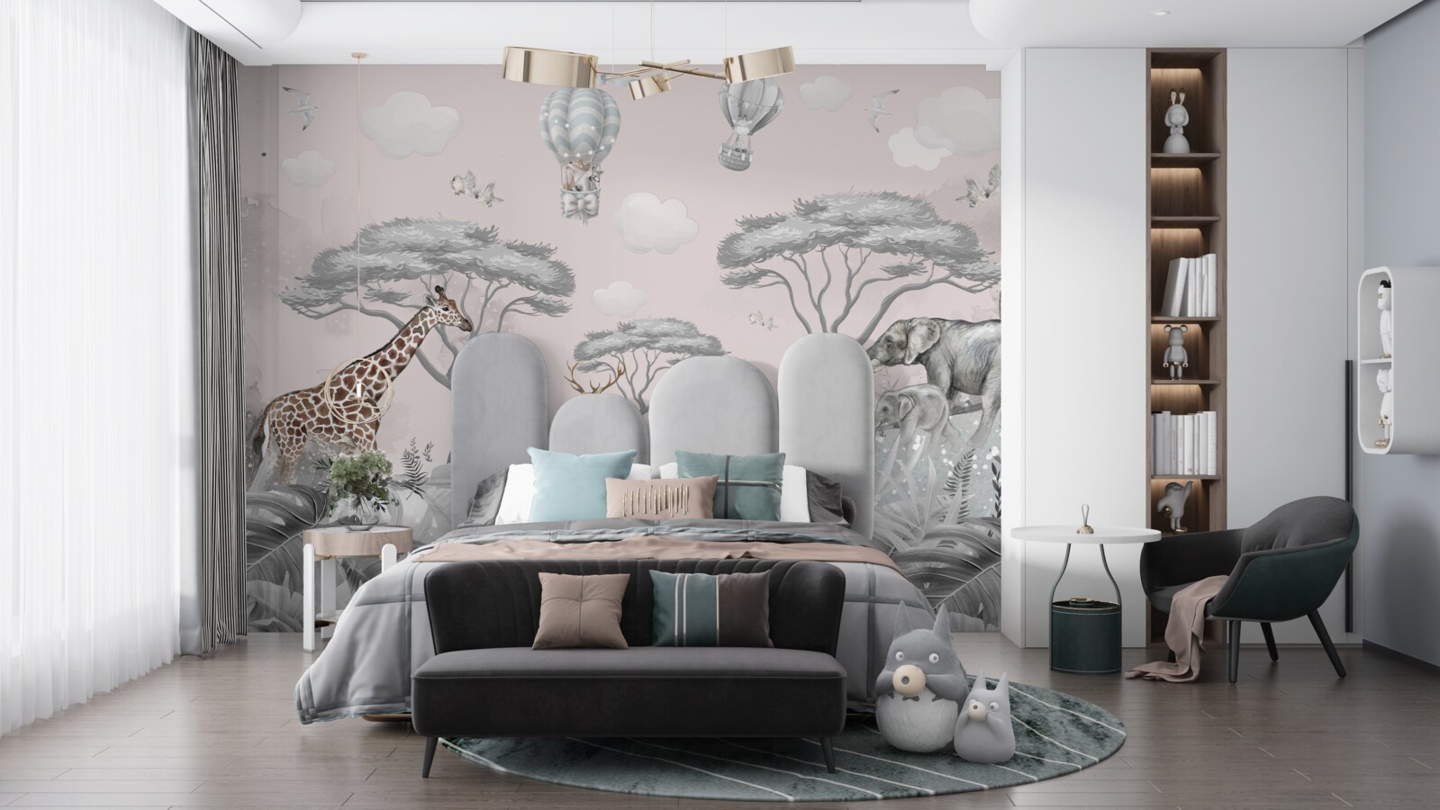 Fotobehang dieren van afrika in het zilveren woud