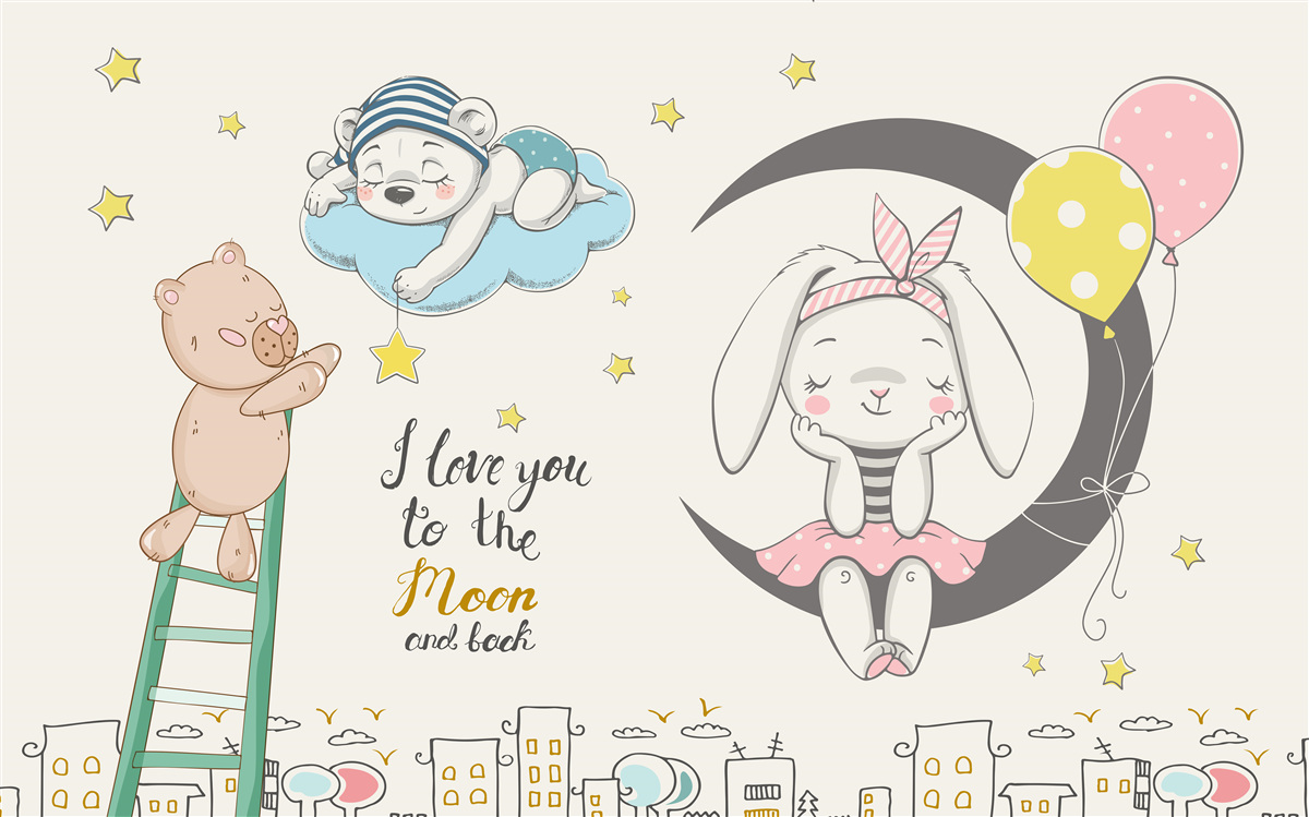 Fotobehang dieren over de stad in het donker van de nacht