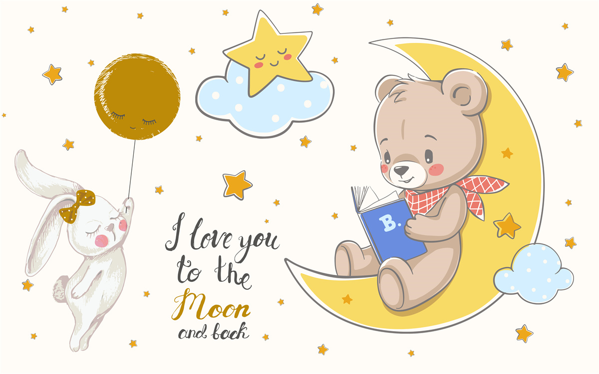 Fotobehang beertje leest verhaaltjes voor aan haas