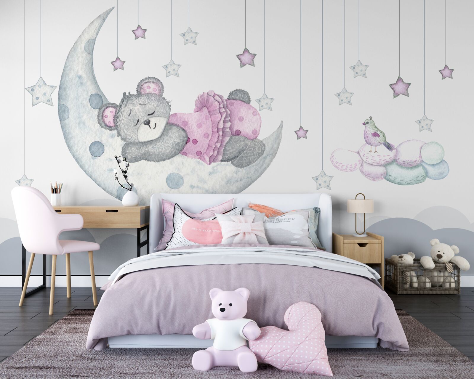 Fotobehang schattige beer op aarde satelliet