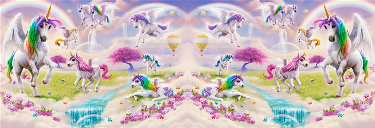 Fotobehang eenhoorns met glinsterende regenboogvacht als in een sprookje