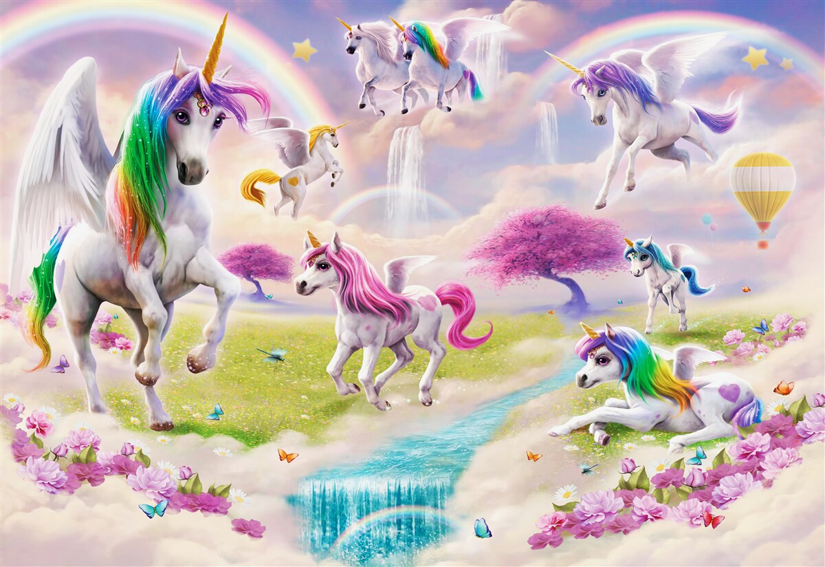 Fotobehang magische eenhoorns in een bosschage